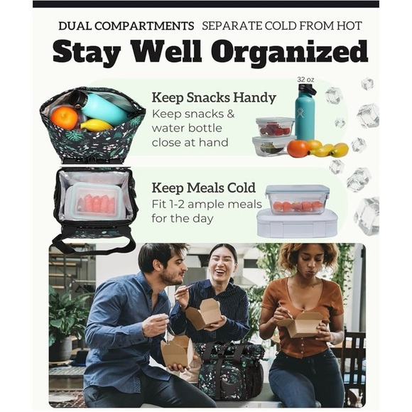 NWT 14 L Large Lunch Bag Floral Print - Picture 3 of 11